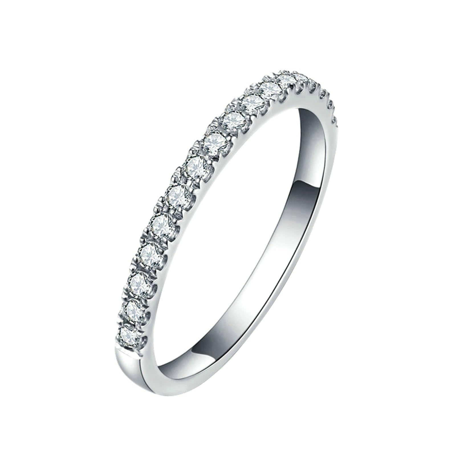 0.5ct Bianco Rotonda Diamante Coltivato da Laboratorio Anello Platino Donna 14Kt Anelli Matrimonio Argento