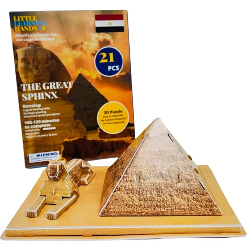 egypt model - Little Learning Hands 3D Puzzles for Adults and Kids | The Great Sphinx 3D Puzzle | Egypt Architecture Model Kit | Birthday Gifts for Kids, Teens and Adults | 21 Pieces