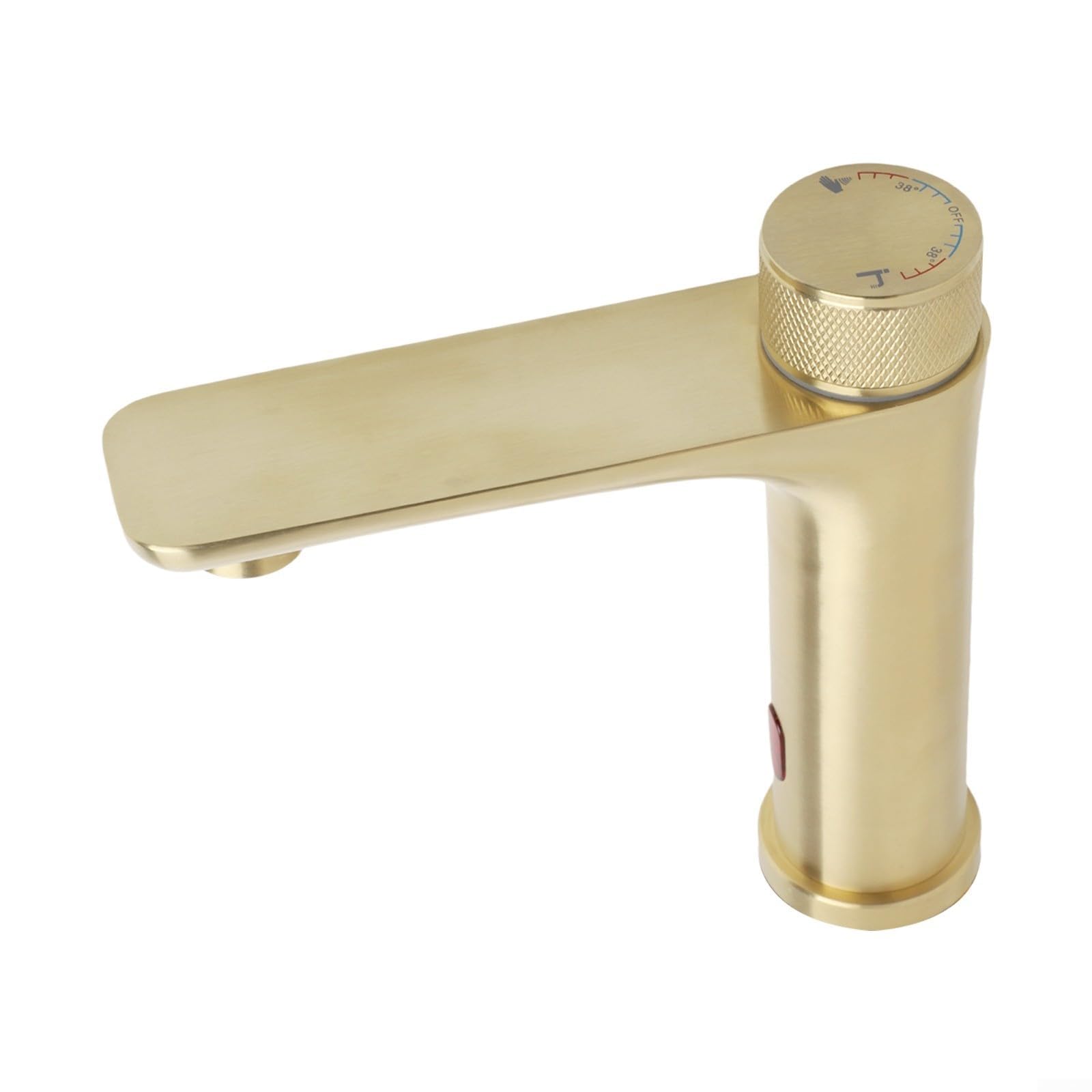 304 para grifo de sensor automático de acero inoxidable, grifo infrarrojo sin contacto, agua fría y caliente, elegante diseño de volante, gris (dorado)