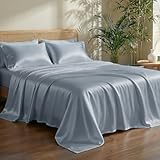 Luxury Tencel & Viscose Derived from Bamboo Hotel Sheet Set Deep Pocket & Cooling for Hot Sleepers Silky Smooth Hypoallergenic Breathable Bedding, 1 Year Quality Promise (Sterling Blue, Queen)
