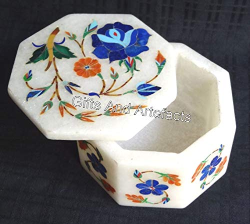 Boîte à bijoux en marbre blanc et coffret de rangement en pierre naturelle sculptée