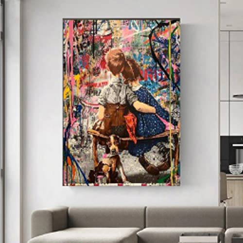 Peinture sur toile art graffiti amour salon 80x110cm sans cadre dsdsgog