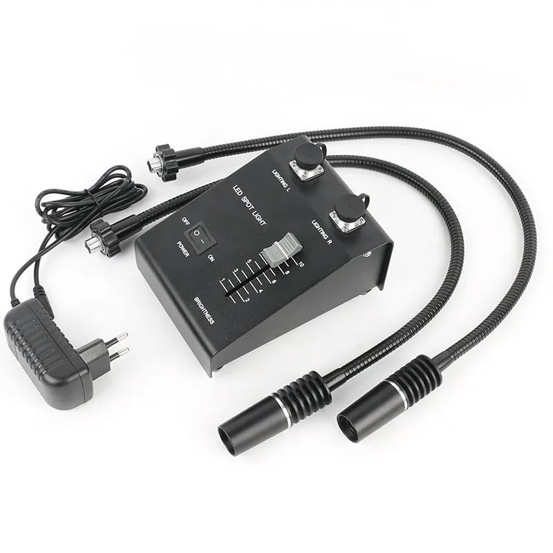 Produktbild von 6W 6500K LED-Mikroskop-Beleuchtung Mit Zwei Schwanenhals-Lichtarmen (je 590 Mm) – Einstellbare Helligkeit, Kaltlicht Für Präzise Probenausleuchtung, Inkl. Controller & Adapter (85–256 V)