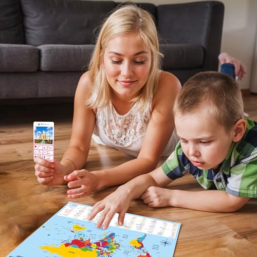 Image of SPARTAN KIDS 195 Country Flag Flash Cards for Kids | Flags of the World with Countries, Capitals & Currency | Geography Flashcards with World Map & Quiz | Educational Toys | Kids Learning Toys