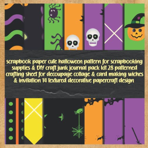 scrapbook paper cute halloween pattern for scrapbooking supplies & DIY craft junk journal pack kit 28 patterned crafting sheet for decoupage collage & ... 14 textured decorative papercraft design image 2