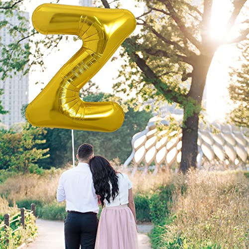 Image of TONIFUL 40 Inch Large Gold Letter Z Balloons, Helium-Filled Foil Mylar Big Balloons for 2026 New Year Eve Graduation Wedding Baby Shower Birthday Party Anniversary Decorations