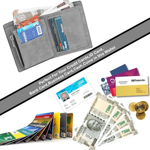 Storite Men's PU Leather RFID Blocking Credit Card Holder Money Wallet Zipper Coin Purse (Grey, 11.8 x 9.6 x 1.5 cm) 8 51bTerz3uIL