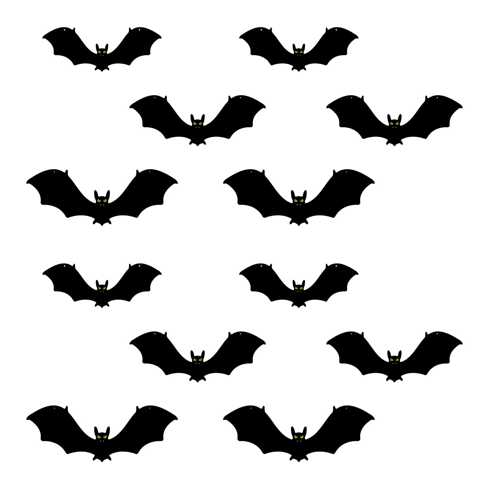 Kalttoy 12Pieces Halloween Outdoor Decoration Various Sizes Flying Bat with Glowing Eye Porch Ornament Festives Party Supplies Assorted Sizes Bats
