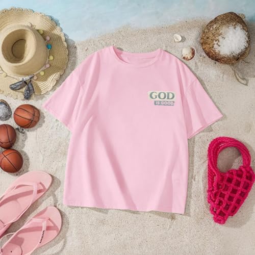 Image of KEEVICI Boys God is Good Shirt Christian Faith Shirts for Kids Jesus Beach Palm Tree Hawaiian Tshirt Graphic Tees Cotton Tops