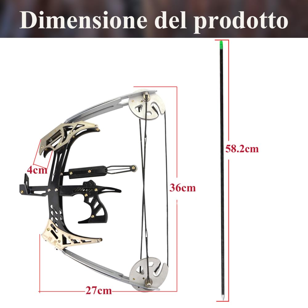 Tiro con L'arco Mini Arco Composto Set Arco Composto da 25lbs Arco e Frecce con Arco di Vista per Destro e Arciere a Mano