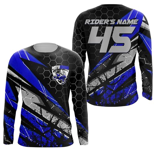 ChipteeAmz Personalized Motocross Jersey Men Women Kid Upf30+ Custom Dirt Bike Racing Jersey Youth Boys Off-Road Motorcycle (US, Alpha, Small, 5X-Large, Regular, Regular, Blue)