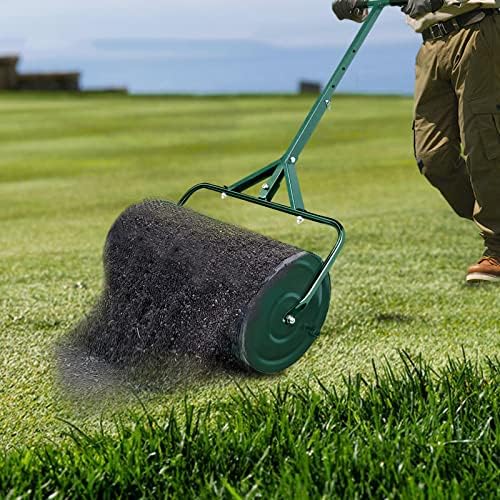 24 in Compost Spreader for Lawn Garden Yard Upgraded T Shaped Handle Moss Durable Lightweight Metal Mesh Spreader Lawn & Garden Tool for Planting, Seeding(D12.5In, Green)