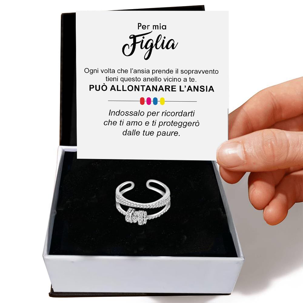 Anello da Donna in Argento Sterling 925 Anello Ispirazionale e di Incoraggiamento per Figlia per Donne Ragazze Dimensione Pollice Regolabile Anelli di Apertura