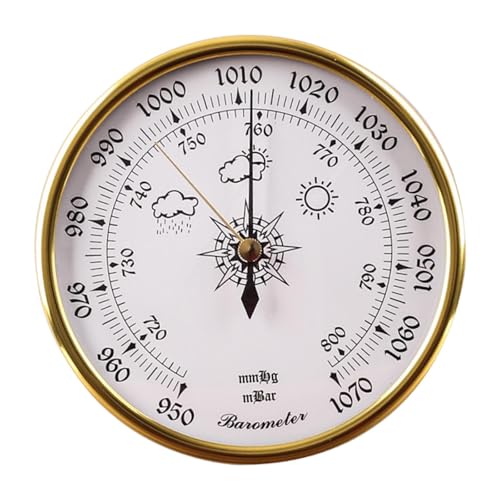 JISADER Barómetro de pronóstico meteorológico para exteriores, de alto rendimiento, con manómetro de 950 a 1070 HPA, accesorio para almacenes, barcos y, Cara Blanca