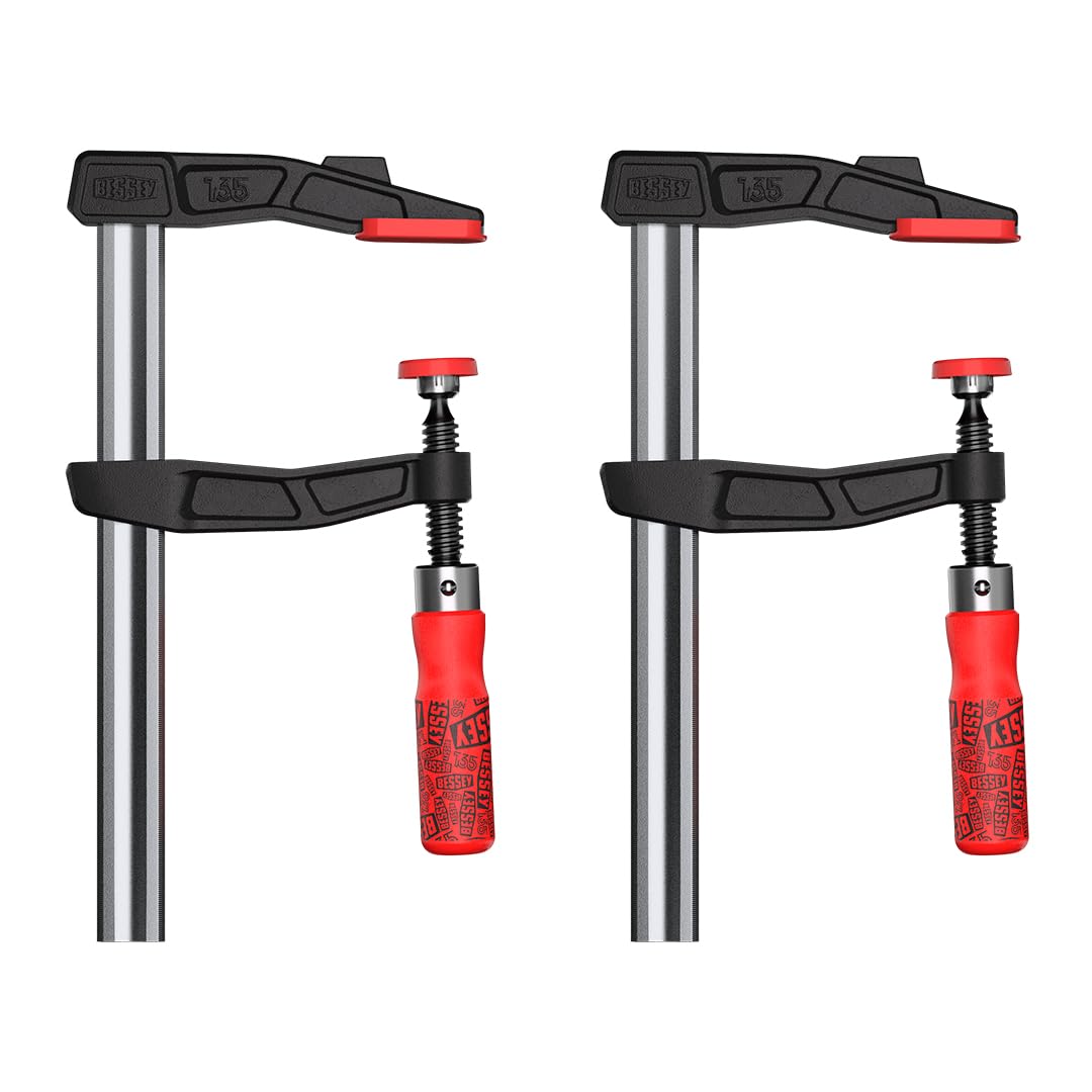 BESSEY Juego de 2 abrazaderas de hierro fundido maleable TGA25SET-135 TGA25SET-135, ancho de sujeción (máx.): 250 mm, dimensiones de extensión: 120 mm