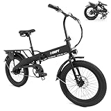 FAST, STRONG & CONVENIENT- Experience the future of commuting with our 350 Watt folding bike, capable of reaching speeds up to 20 MPH. Convenience meets utility with an added back rack for all your carrying needs. FOLDING DESIGN- Fold the bike effort...