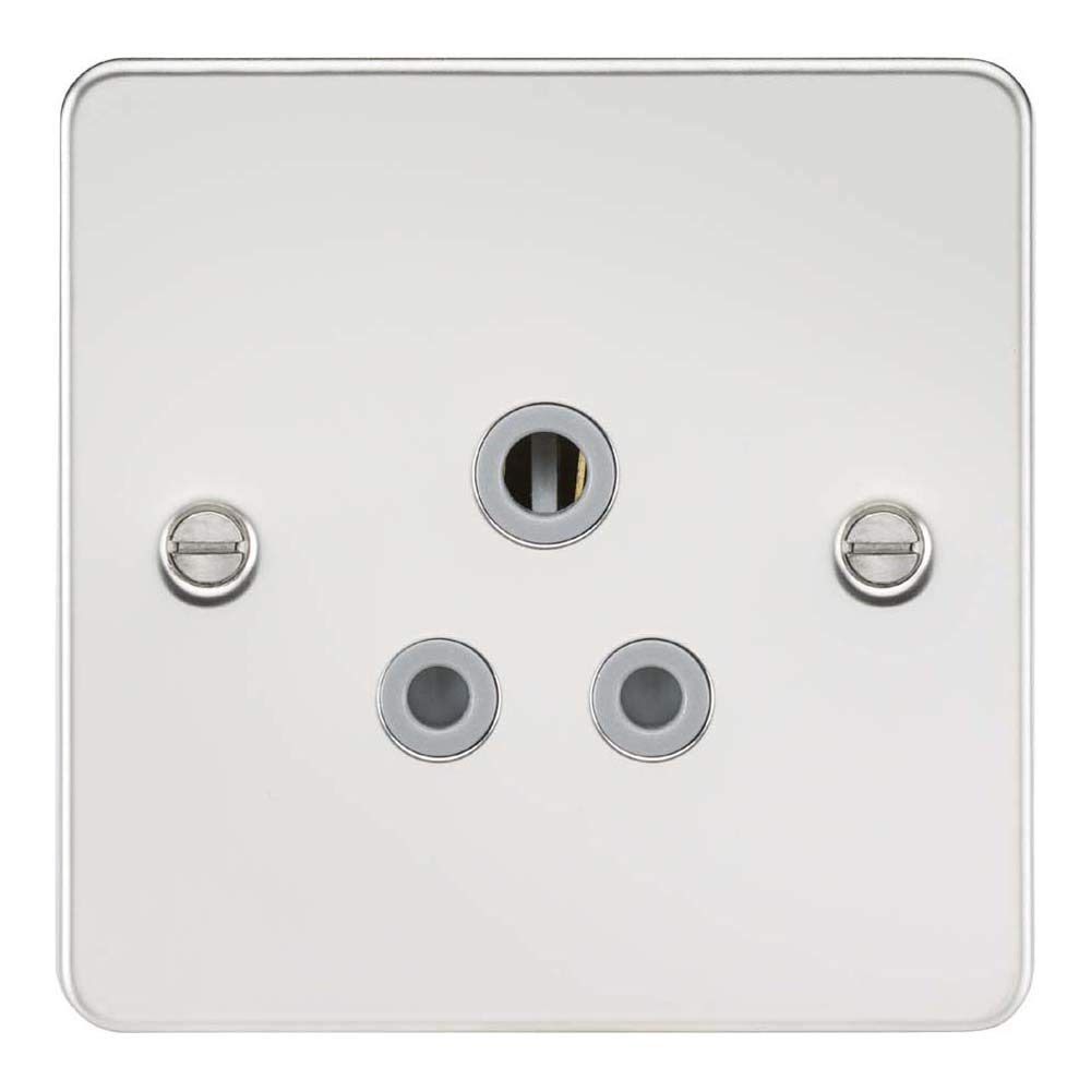 Knightsbridge FP5 APCG Flat Plate Unswitched Socket, Polished Chrome with Grey Insert, 5 A