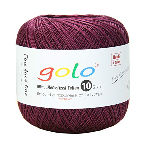 Image of golo Cotton Crochet Thread Balls Size 10 Cotton Knitting Thread Yarn for Crochet Purplish red 757