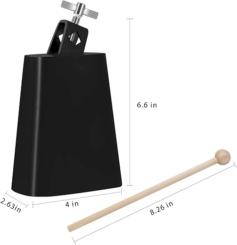 Miniatura 2 de EASTROCK Cencerros de Vaca de 5 Pulgadas de Acero Metálico, Fabricantes de Ruido, Percusión de Mano, Cencerro de Vaca con Palo para Set de Batería