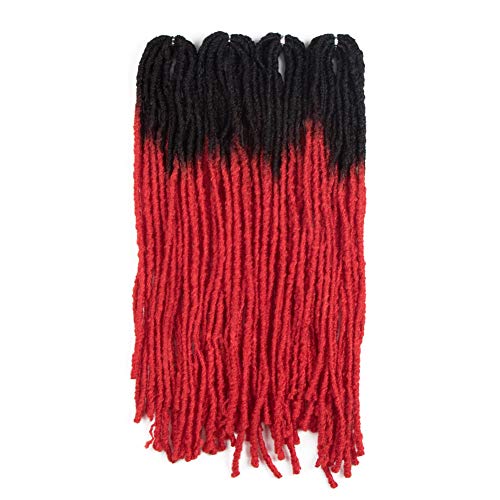JOEDIR HAIR Straight Faux Locs Crochet Hair 4 Pieces/Pack Red Ombre Long Dreadlock Extensions 20 Inch Synthetic Braiding Hair