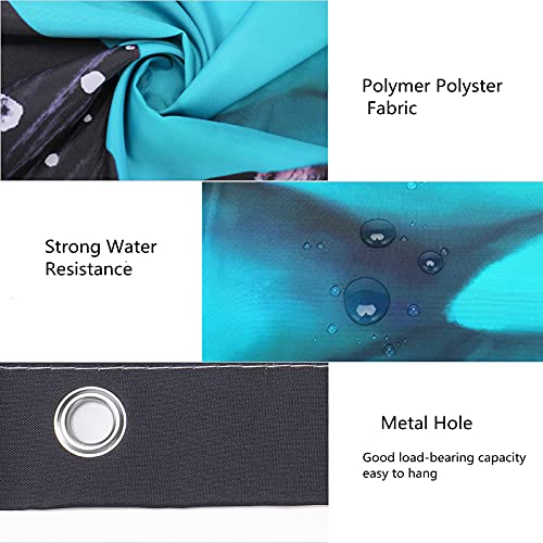 Mightree Bathroom Shower Curtains 4 Pcs Sets, Waterproof Fabric Bathroom Curtain With 12 Hooks, Toliet Lid Cover And Bath Mat, Non-Slip Rug Foot Mat, Green Rose, Medium #TOP4