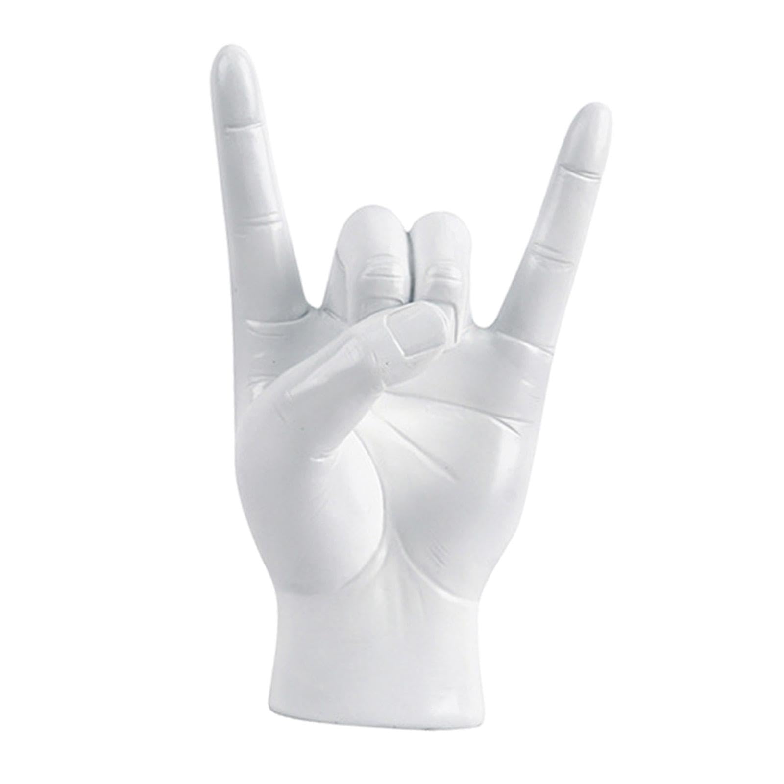 YIXANNX Rock Hand Gesture Figurine for Creative Resin Artwork For Home Office Enhancement Rock Music Gesture Hand Finger Statues Figurines Etc. for Creative, White Left, 12x8.5x19.5cm