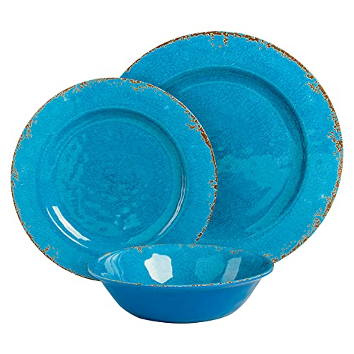Gibson Home Mauna Melamine Dinnerware Set, Service For 4 (12Pcs), Light Blue #TOP1