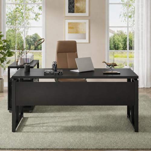 Image of Executive Desk for Home & Office| Executive Desk for Office, Laptop Table, Study Table, Modern Workstation | Black | DIY | 160x80 x75 CM