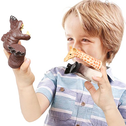 Rainbow yuango 30PCS Realistic Animals Finger Puppets Playset Soft Vinyl Rubber Animal Head Finger Puppet with Feet Theaters Doll Model Toy for Kids