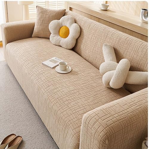 IJNBHU Funda de Sofá,Funda Cojin Sofa Ajustable,Cojin Separado,Universal Fundas De Asientos Sofá De Estar Protector Sofa Universal,Light Brown,5Seats305/360cm