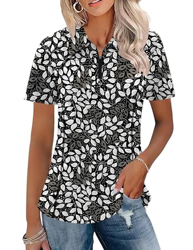 Luyaa Golf Outfits For Women 1/4 Zip Up Polo Shirt