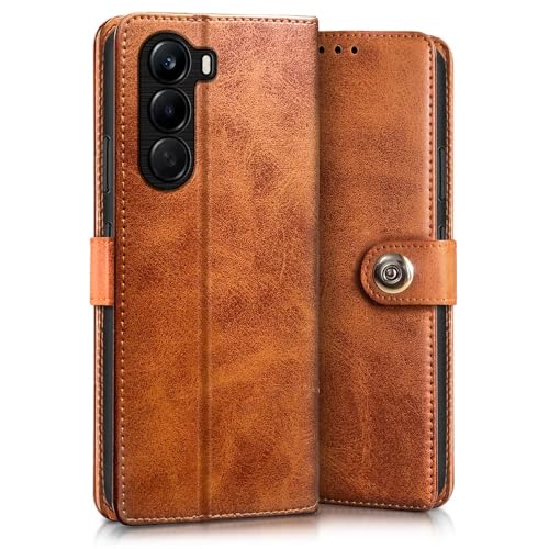 Image of WOW IMAGINE Shock Proof Flip Cover Back Case for 1+ OnePlus Nord CE 6 Lite 5G (Magnetic Button Flip Case | Wallet Pockets & Stand | Leather Finish | Alder Brown)