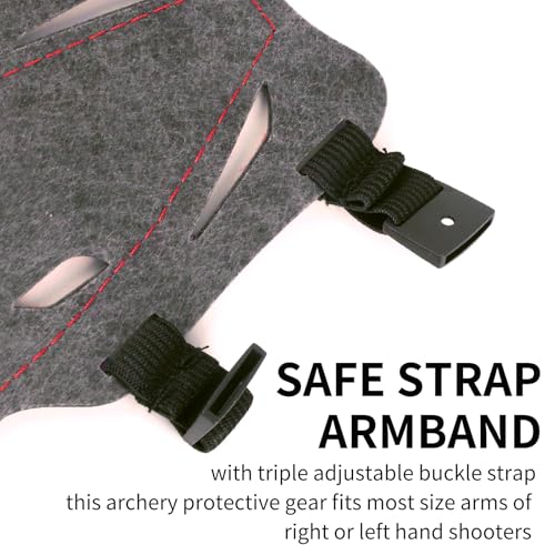 Moyujian 11.2in Long/6.7in Short Armguard Professional Competition Archery Bow Range with 4-Strap/2-Strap Buckles Shooting Practice Guard Nylon Carbon Forearm Protector Arm Guard (Red Long) - Thumbnail 7