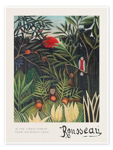 Monkeys and Parrot in the Virgin Forest Poster de Henri Rousseau 30 x 40 cm Tableaux Décoration murale