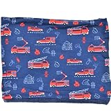 Toller Loop Fleece Loop Kind Schal  große Sterne  Feuerwehr Autos blau rot Junge 3 4 5 6 7 8 Jahre  warm gefüttert Halstuch