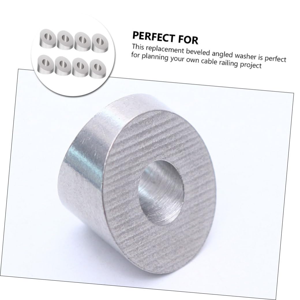 POPETPOP 8Pcs Degrees Beveled Washer for Stainless Steel Deck Cable Railing Durable Angled Washers for Smooth Finish Sloped Railings and Cable Hardware Applications