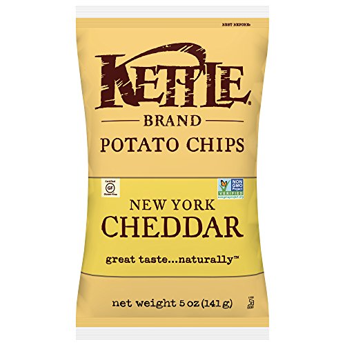 Image of Kettle Brand Potato Chips, New York Cheddar Bags,5 Ounce (Pack of 8)