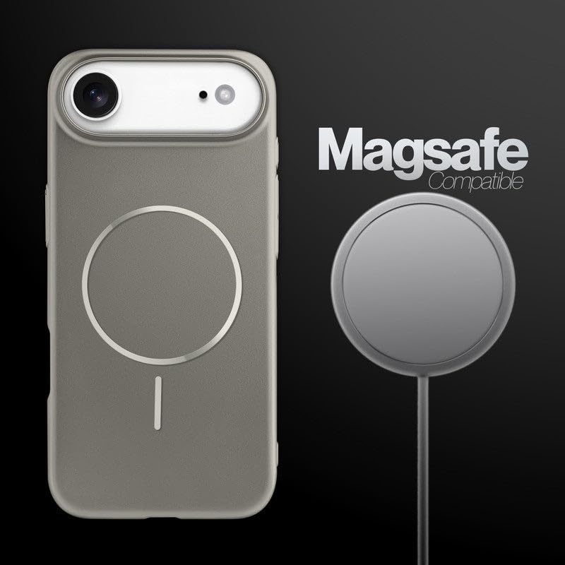 Image of AIBEX Ultra-Thin Mag-Saf Back Cover Case Compatible with iPhone 17 AIR| Slim Fit Scratch-Resistant Matte | Magnetic Wireless Charging | Microfibre Lining | Camera Protection (PC Material) - Titanium
