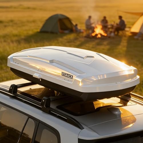 21 Cu Ft Cargo Box, Hard Shell Roof Cargo Carrier with Security K...