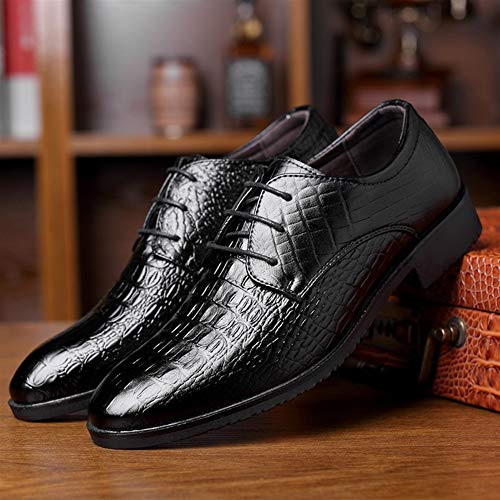 Single Season Dress Oxford Formal Shoes for Men Lace Up Crocodile Print Derby Shoes Vegan Leather Slip Resistant Anti-Slip Block Heel Rubber Sole Wedding Very Popular Among Young People2