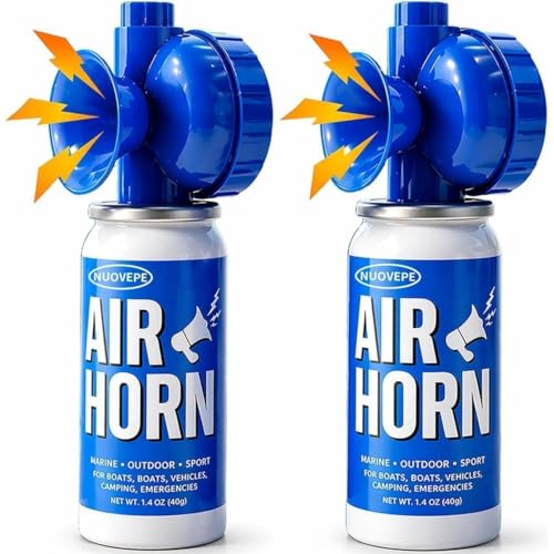 Air Horns for Safety 1.4oz, Boat Horn with Powerful Sound (120 dB) Heard from 1/2 Mile Away, Airhorn Loud for Emergency Signaling (Blue, 2 Pack)