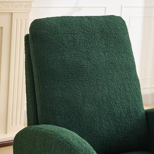 Image of Rocking Chair Nursery, Glider Rocking Accent Chair with Wood Legs, High Back Pocket Modern Upholstered Nursery Chair, Comfy Accent Rocker Armchair for Living Room Bedroom, Sherpa Green