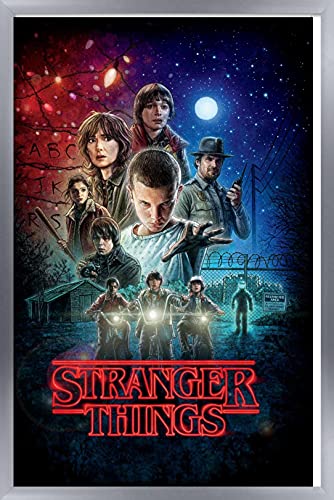Trends International Netflix Stranger Things - Póster de pared de una hoja, 14.725 x 22.375 pulgadas, versión con marco plateado