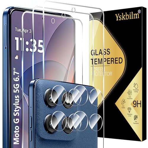 (3+2 Pack) Designed for Motorola Moto G Stylus 5G 2025 Tempered Glass Screen Protector + Camera Lens Protector [3D Touch][Bubble-Free][Anti-Scratch] Screen Protector Glass For Motorola G Stylus 2025
