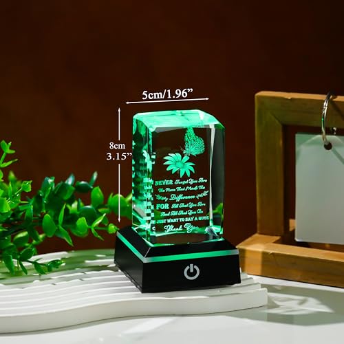 Image of Thank You Gifts for Women Men - Crystal Engraved Decor with led light Presents for Teacher Doctor Nurse Boss Coworker - Inspirational Appreciation Gift for Female Male Leader Best Friends Grateful