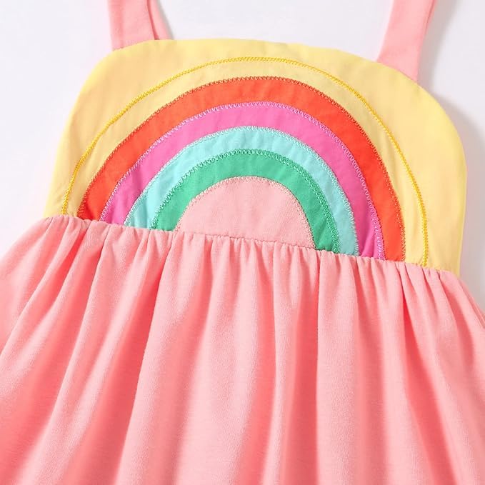 Frogwill Toddler Girls Fifties Summer Dress Blue Rainbow 2-7Y2