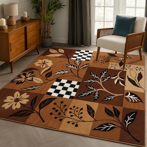 Image of Floral Multi Design BCF Area Rug, 5x7 Feet
