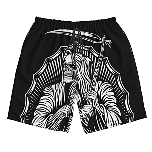 Grim Reaper Death Skull Black Mens Swim Trunks Beach Shorts Summer Sports Running Bathing Suits