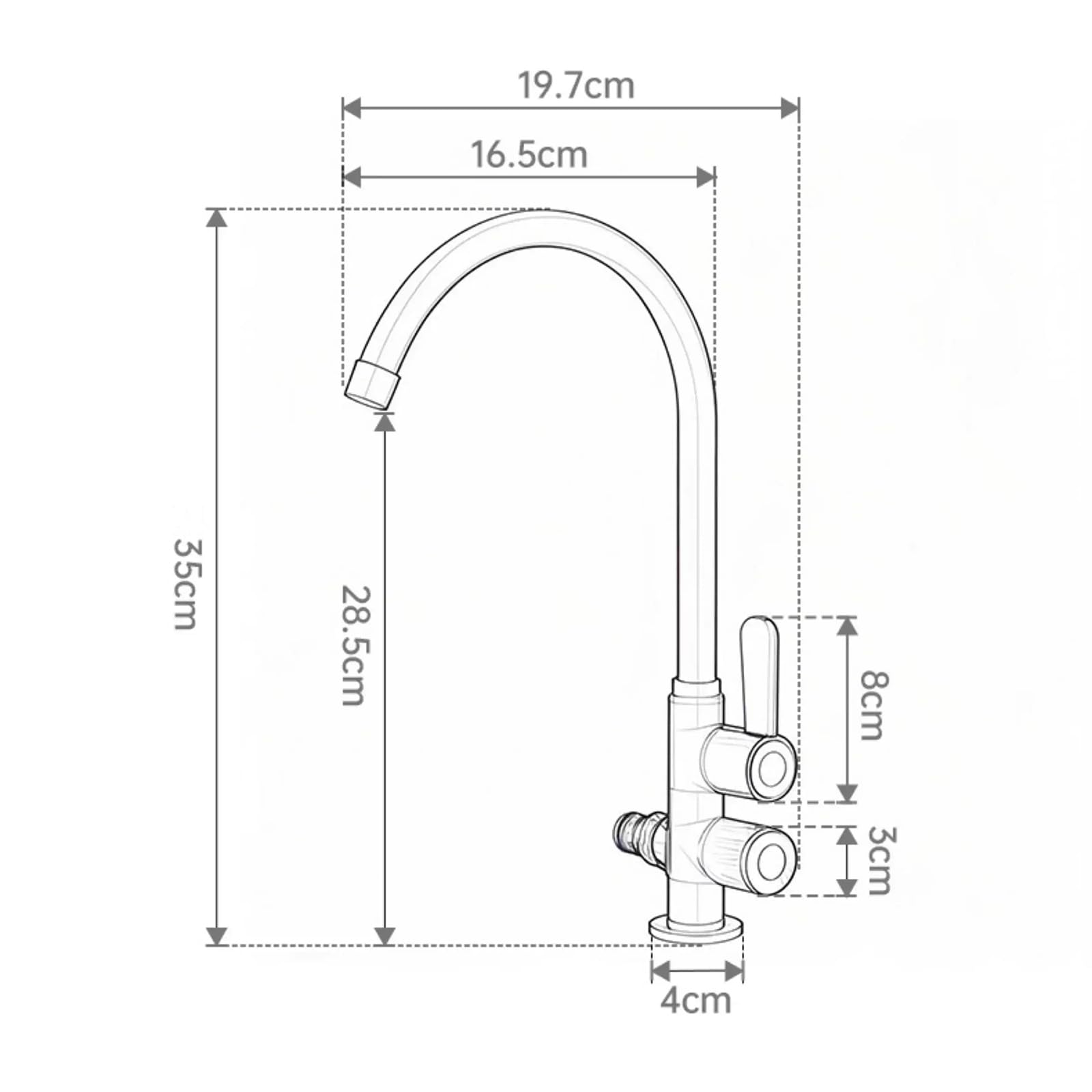 Rubinetti Giardino con Interfaccia per Lavatrice Da 1/2 Pollice Rubinetto Lavello Bagno con Altezza Del Beccuccio Di 285 mm,Cromo Placcato