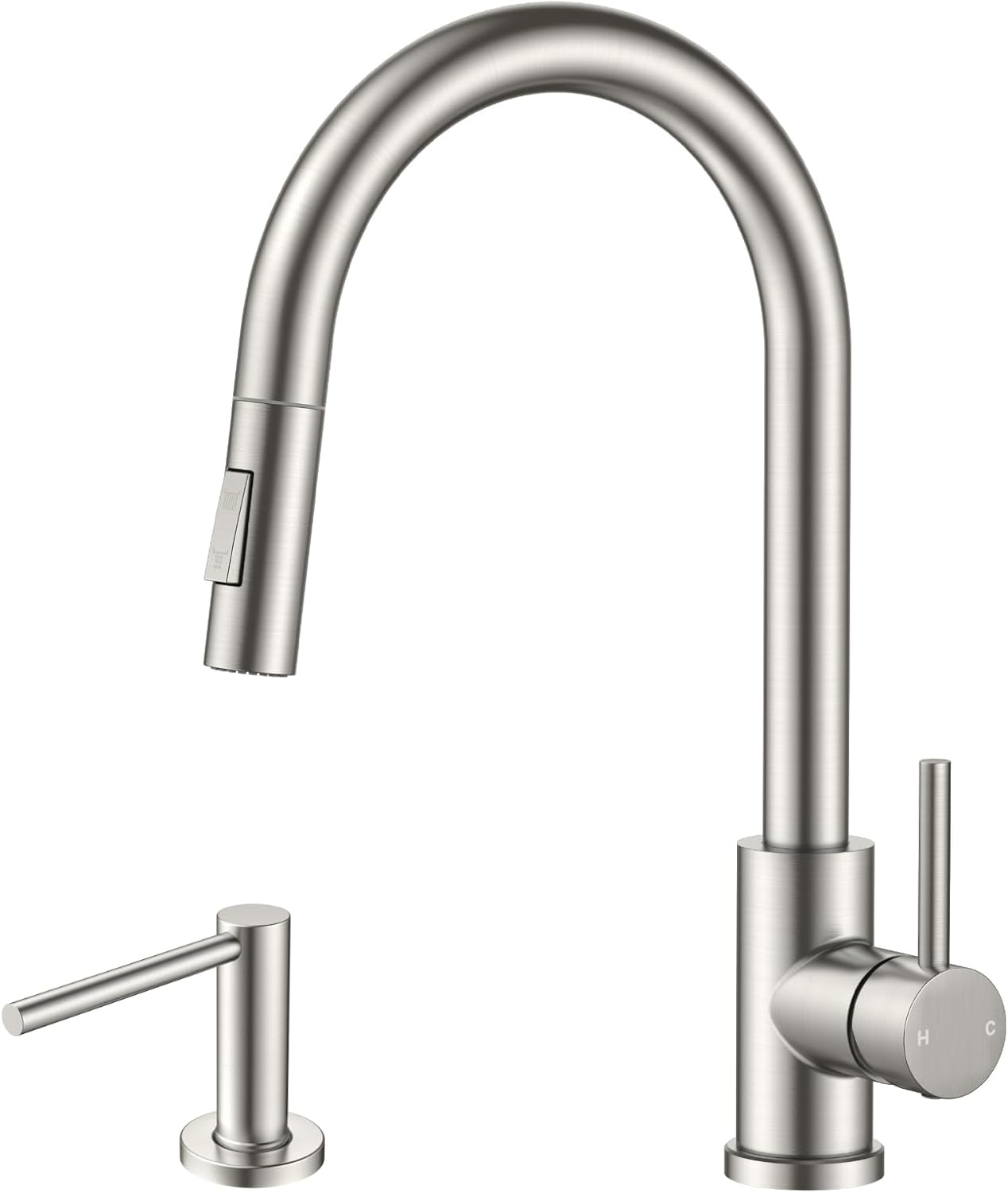 FORIOUS Brushed Nickel Kitchen Faucet with 17 oz Soap Dispenser for Kitchen Sink
